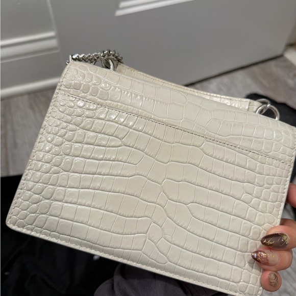 Yves Saint Laurent Ivory Croc-Embossed Mini Sunset Bag - Picture 5 of 9
